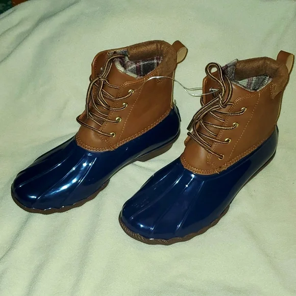 Jessica Carlyle Duck Lace Up Two Tone Combat Boots Brown/Blue Size 9 - Picture 1 of 8
